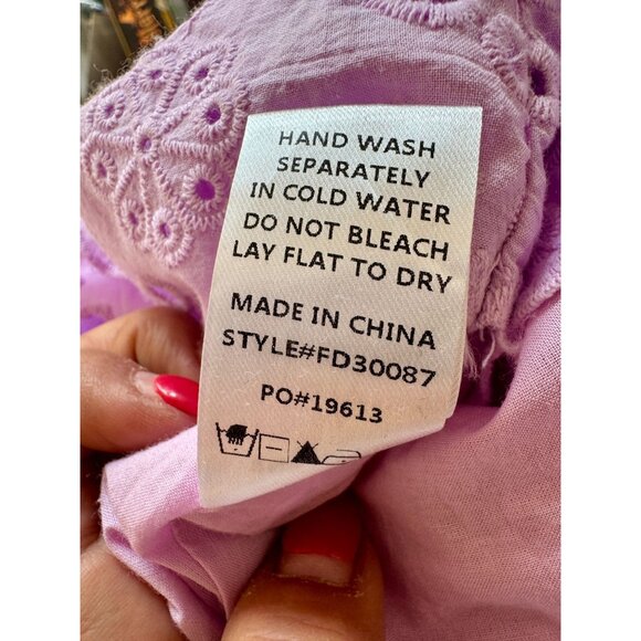 NWT Fate Lavende Eyelet Lace Ruffle  Dress Adjustable Straps Medium 100% Cotton - Picture 7 of 10